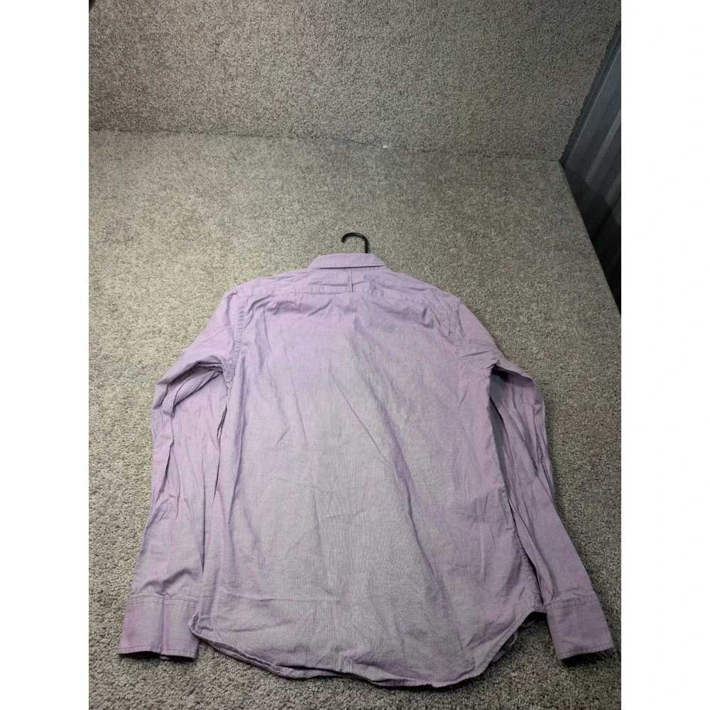 Banana Republic Mens Slim Fit Purple Gingham Button Down Shirt Small Long Sleeve